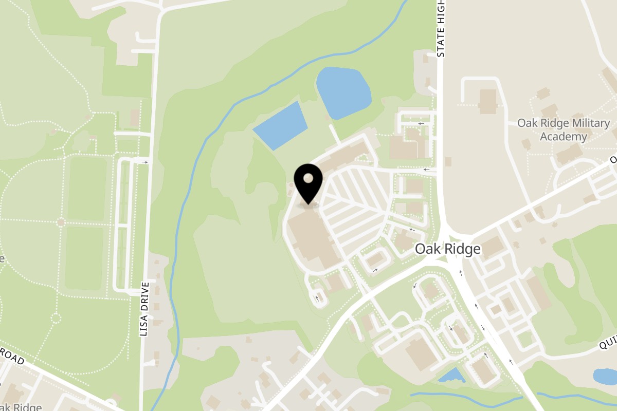 Map showing the location of Gusto Pizzeria on 2205 Oak Ridge Rd V in Oak Ridge